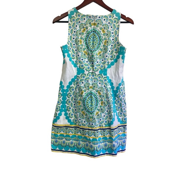 London Times Mandala Print Sleeveless Cotton Mini Shift Dress Size 6 - Picture 6 of 8